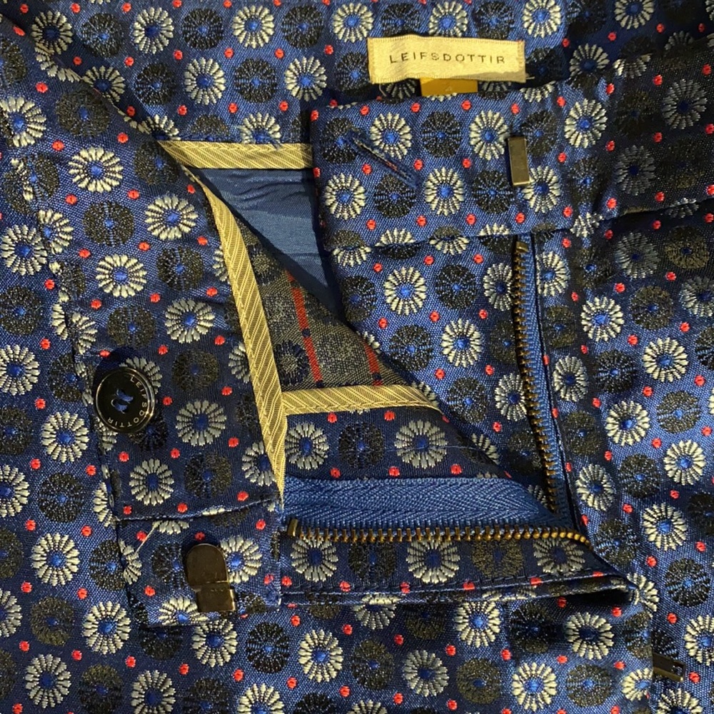 Anthropologie Leifsdottir blue patterned cropped pants - Picture 5 of 14